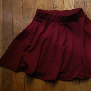 maroon mini skater skirt